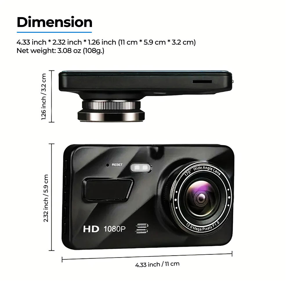 UHD Dual Dash Cam For Car With Night Vision