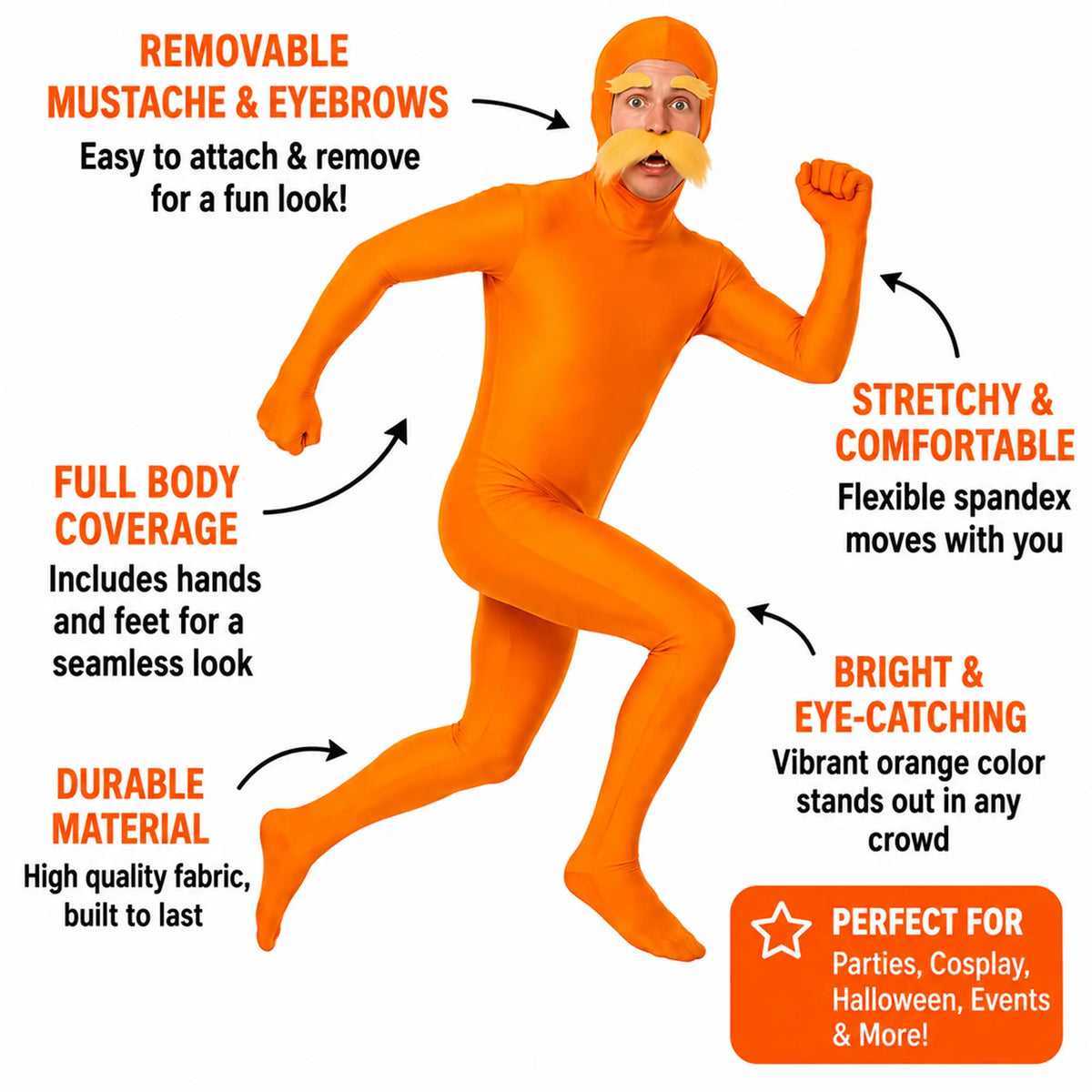 Funny Orange Mustache Costume