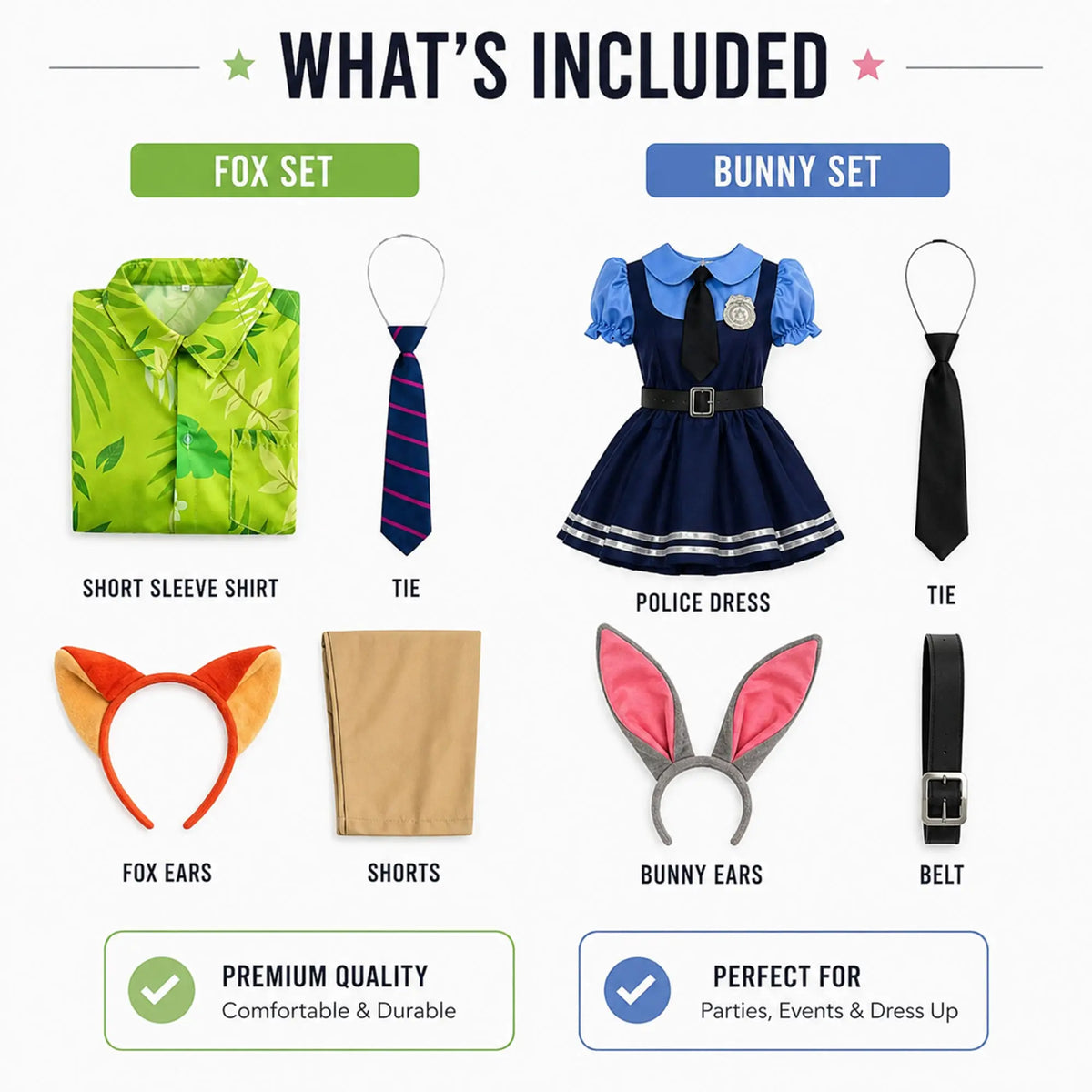 Fox and Bunny Costume Sets